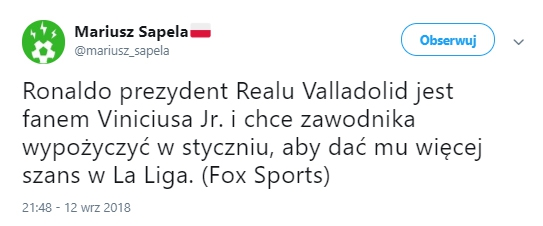 Jest chętny na WYPOŻYCZENIE Viniciusa!